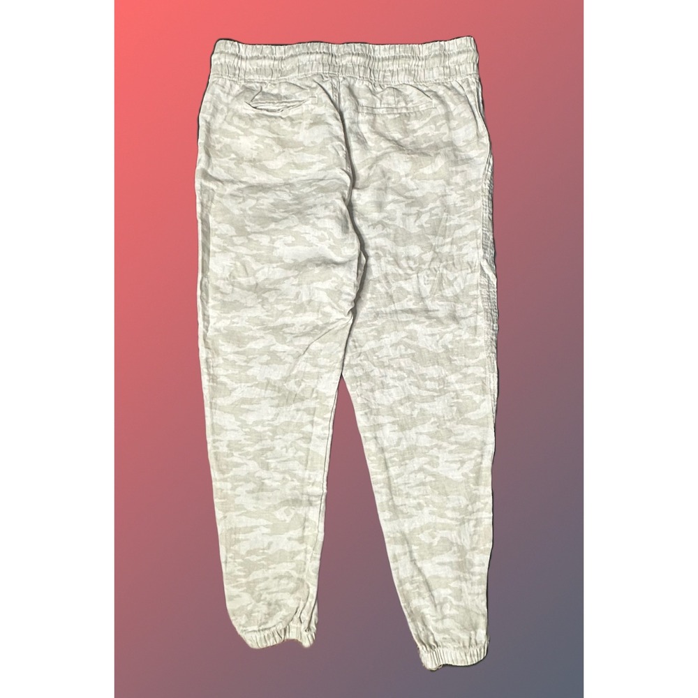 Athleta Cabo Tide 100% Linen Jogger Camo Beige Tan Pants 531156 Size 12
